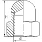 Ecrou borgne inox A4 DIN 1587, M4 Emballage  500 Pieces