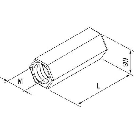 Manchon d´extension VM M10 en inox A4 L   30 mm