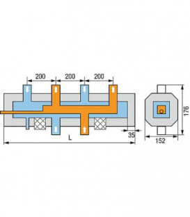 Distributeur de chaudière WS type HVM-4 4 groupes chauffants 1 1/4"incl. Raccord à la chaudière isolE 1 1/2" "