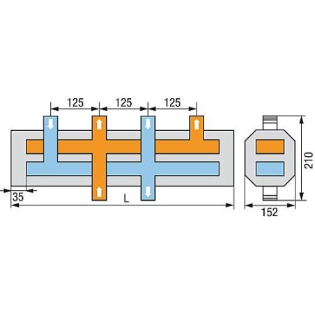 Distributeur de chaudière WS type HVI-3 3 groupes chauffants 1"incl. Isolation thermique sEparée