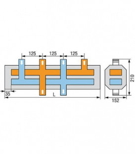 Distributeur de chaudière WS type HVI-2 2 groupes chauffants 1" incl. Isolation thermique sEparée