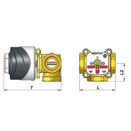 Vanne d'inversion 3 voies Evenes, DN25 (1"), 230V