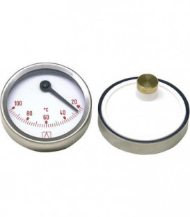 Thermometre bimetal a aiguilles D 63mm excentrique, 0-100°C, rouge