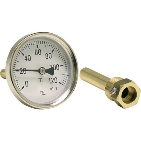 Thermometre industriel bimetal G 1/2 axial, Kl. 1 0/120°C BiTh 63