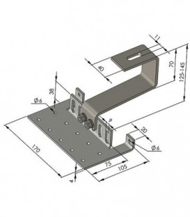 Plaque de base avec tringle de support et vis à tète bombée M 8 x 20 mm pour kit de montage sur toit standard