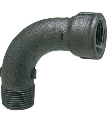 Raccord en fonte malleable, noir Type 1 Coude 90°, long, 3/4" (fem/male)