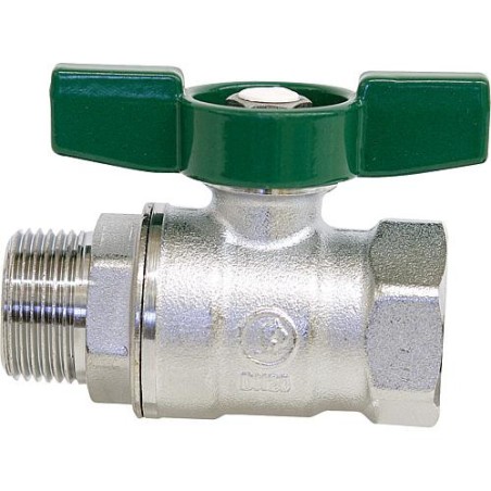 Robinet a bille d eau potable R 254D filet fem/filet mâle 3/8" PN16 Laiton chrome / poignée papillon