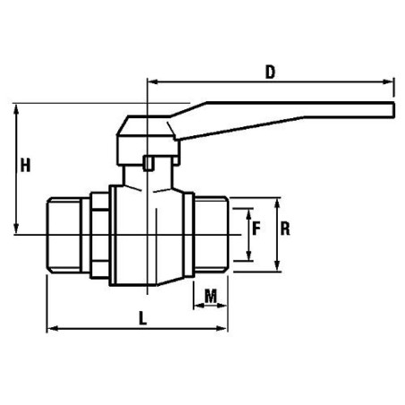 Vanne a boisseau spherique en laiton PN 20, passage integral R 1/2"filet mâle x filet mâle