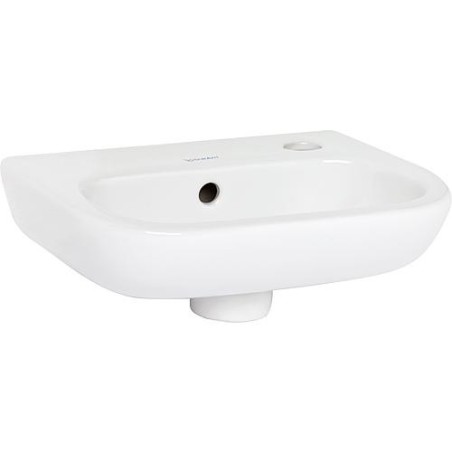 Lave-mains Duravit D-Code 360 mm avec trop plein, 1 percage mitigeur droite, blanc