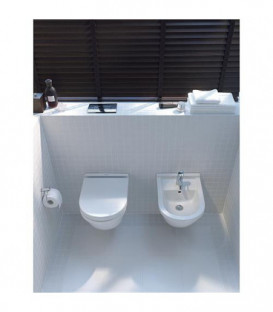 WC mural Duravit Starck 3 en ceramique, avec fixaton, blanc 4,5l rincage, lxhxp: 360x345x540mm