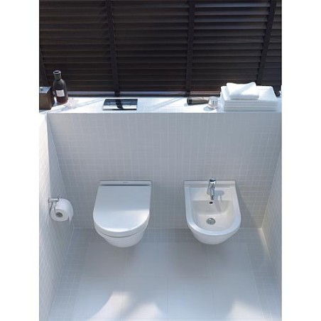 WC mural Duravit Starck 3 en ceramique, avec fixaton, blanc 4,5l rincage, lxhxp: 360x345x540mm