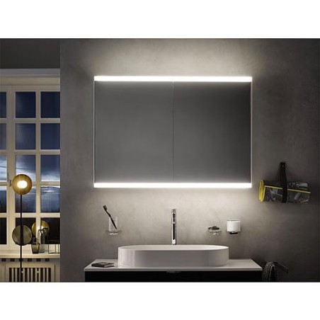 Armoire a glace encastre emco Asis prime 2, LED, l : 800mm 2 portes, paroi arriere miroir