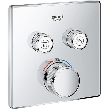 Mitigeur thermostatique encastré Grohe Grotherm, SmartControl, chromé, avec 2 vannes d'arret