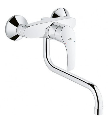 Mitigeur evier mural Grohe Eurosmart, chromé, saillie 277 mm