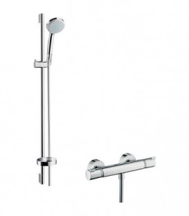 Colonne de douche Hansgrohe, chromé, avec Ecostat Confort, Croma 100,Vario et Unica'C 900mm