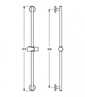 Barre de douche Idealrain 600 mm M et S support dou. coulissant à bouton