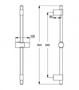 Barre de douche Idealrain 900 mm XL et L support dou. coulissant à bouton