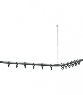 Barre rideau de douche Normbau Cavere, 1200x1200mm, anthracite métallique, sans suspension plafond