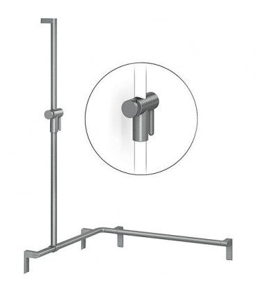 Main courante de douche Cavere 1100x1100x1200,avec sup douc+fix alu ant-métal95