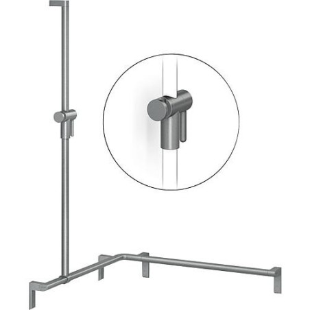 Main courante de douche Cavere 1100x1100x1200,avec sup douc+fix alu ant-métal95