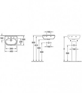 Lavabo VilleroyetBoch O.Novo 450x350 mm, Blanc