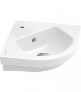 Lave-mains d'angle Subway 2.0 blanc avec trop-plein et trou long diagonale  :  320mm