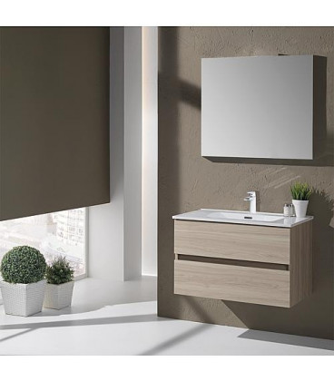 Kit meuble de salle de bain Kora couleur Ormeau rousseau avec eclairage LED