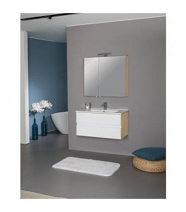 Kit meuble salle de bain EGAN série MAF, blanc mat / Asteiche