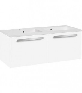 Meuble sous vasque+vasque fonte minerale EBLI blanc brillant,2 tiroirs 1210x494x510 mm