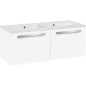 Meuble sous vasque+vasque fonte minerale EBLI blanc brillant,2 tiroirs 1210x494x510 mm