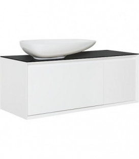 Meuble sous vasque,vasque ceramqique blanc brillant,avec tablette noire lxHxP : 1090x546x460 mm - 2 tiroirs