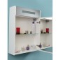 Armoire a miroir avec cache lumineux, blanc brillant, 1 porte butee droite, 600x750x188mm