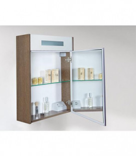 Armoire à miroir avec cache lumineux, tranche brun - 1 porte butee droite, 600x750x188mm