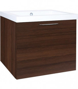 EKRY meuble sous vasque + vasque fonte minérale, meleze brun, 1 tiroir 610x550x510 mm