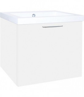 Meuble sous vasque + vasque minerale EKRY, blanc mat 1 tiroir 610x550x510mm