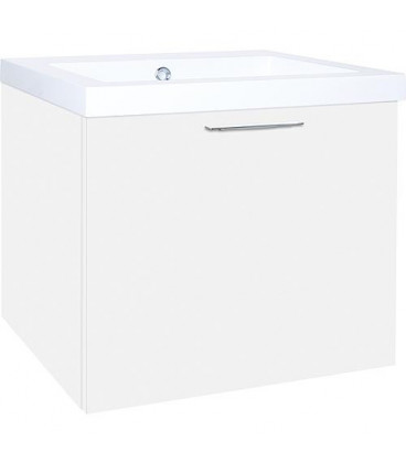 Meuble sous vasque + vasque minerale EKRY, blanc mat 1 tiroir 610x550x510mm