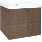 Meuble sous vasque + vasqueEKRY tranche marron, 2 tiroirs 610x550x510mm