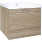 Meuble sous vasque + vasque fonte minerale EKRY, 2 tiroirs 610x550x510 mm, meleze