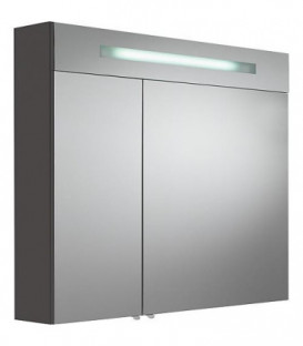 Armoire à glace avec cache lumineux, anthracite brillant 2 portes, 900x740x160mm