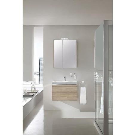 Kit de meubles de bain EOLA mélèze marron clair largeur 700mm 2 tiroirs