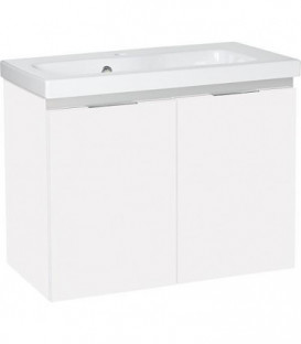 Meuble + lavabo ceramique EOLA 2 portes - blanc brillant 710x578x380mm