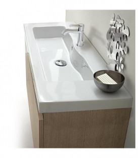 Meuble sous vasque avec vasque céramique EOLA - 3 portes - meleze marron clair 960x580x380mm