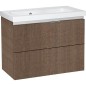 Meuble sous vasque + vasque EOLA tranche marron 2 tiroirs 710x580x380mm