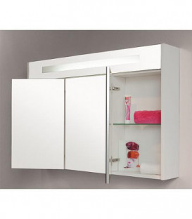 Armoire a glace avec éclairage intégré blanc brillant et 3 portes 1200x750x188 mm