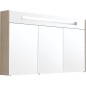 Armoire a glace avec éclairage intégré Tranche écru et 3 portes 1200x750x188 mm