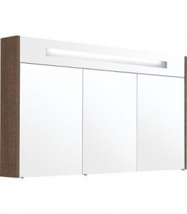 Armoire a glace avec éclairage intégré Tranche brun et 3 portes 1200x750x188 mm