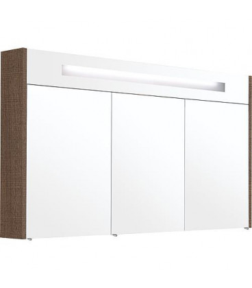 Armoire a glace avec éclairage intégré Tranche brun et 3 portes 1200x750x188 mm