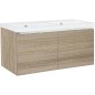 Meuble sous vasque + vasque fonte EPIC 2xtiroirs, meleze brun clair 1210x580x510 mm