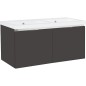 Meuble sous vasque +vasque fonte EPIC 2xtiroirs, anthracite brillant 1210x580x510 mm