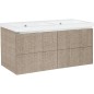 Meuble sous vasque + vasque EPIC tranche ecru 4 tiroirs 1210x580x510mm